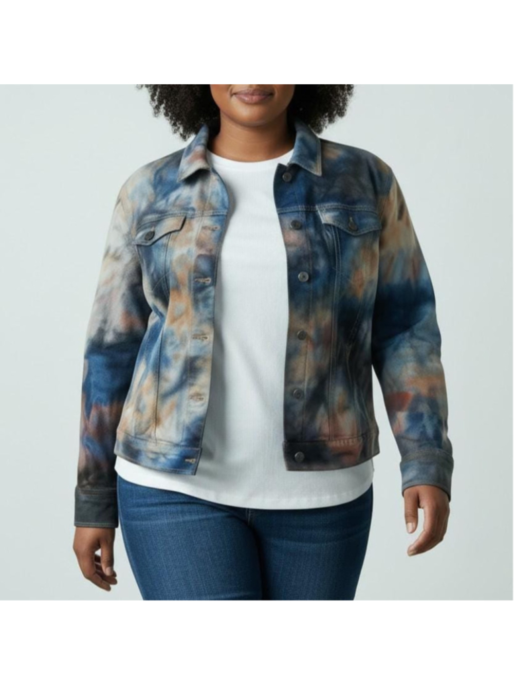 XL Hand-Dyed Reclaimed Eddie Bauer Denim Jacket, Tie-Dye Jean Jacket